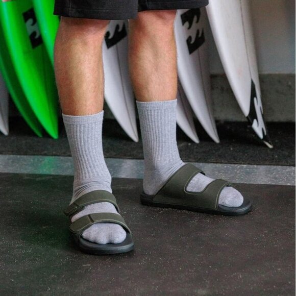 〽️Men\'s Slide Sandals Grey Cushioned Comfortable Adjustable Slip On Shoes main image 6